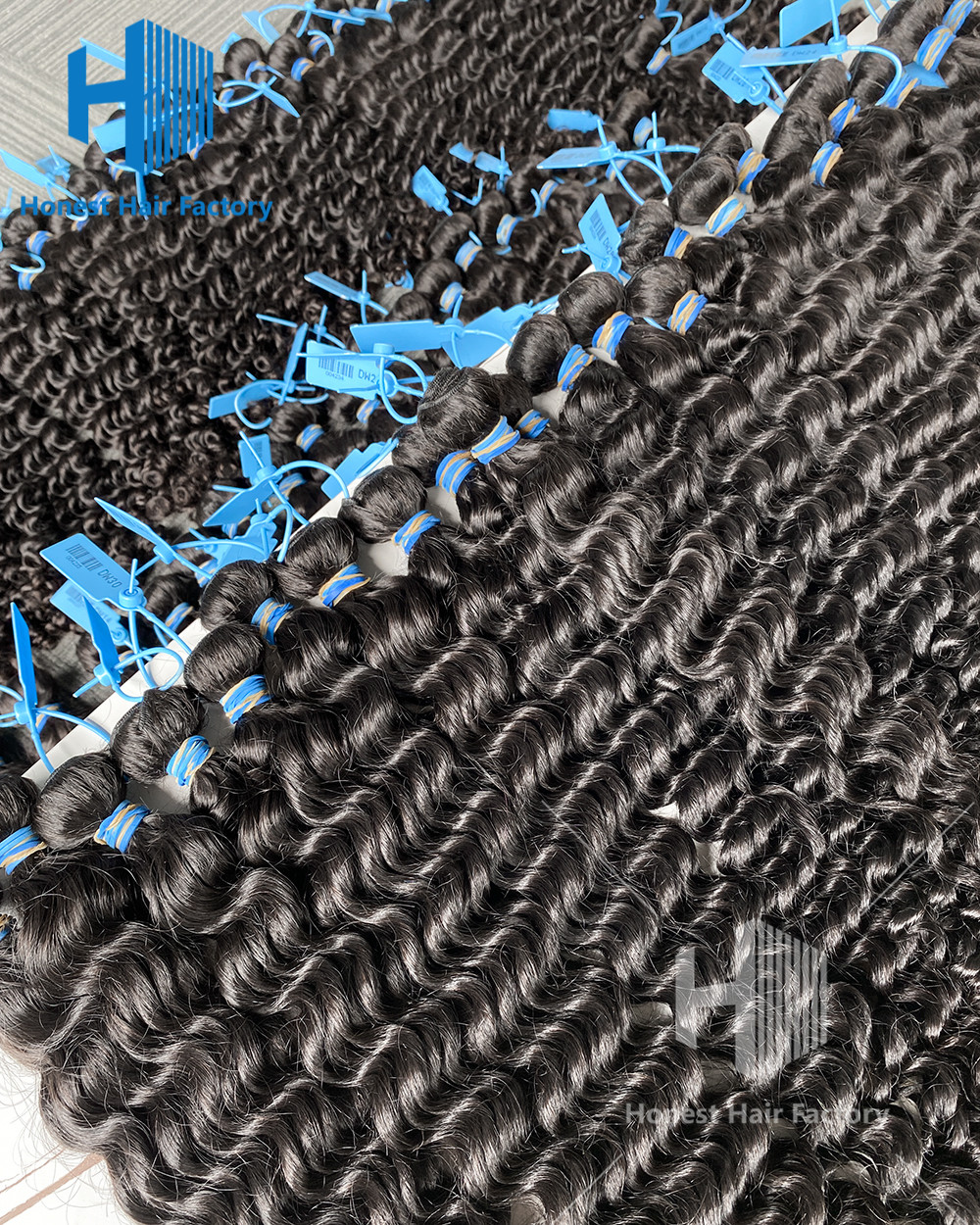 Wholesale 30 Bundles Blue Band Raw Hair 12"-30" Deep Wave
