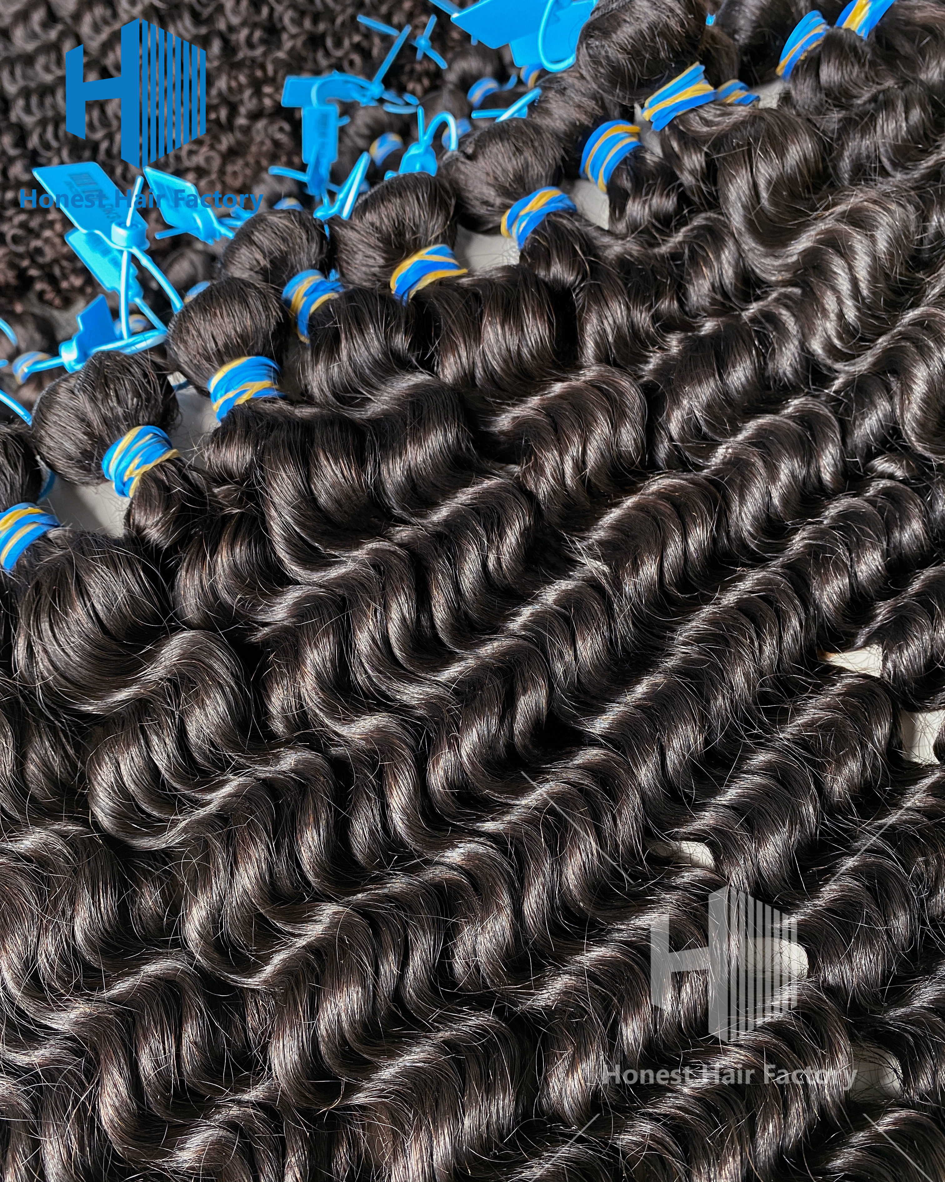 Wholesale 30 Bundles Blue Band Raw Hair 12"-30" Deep Wave