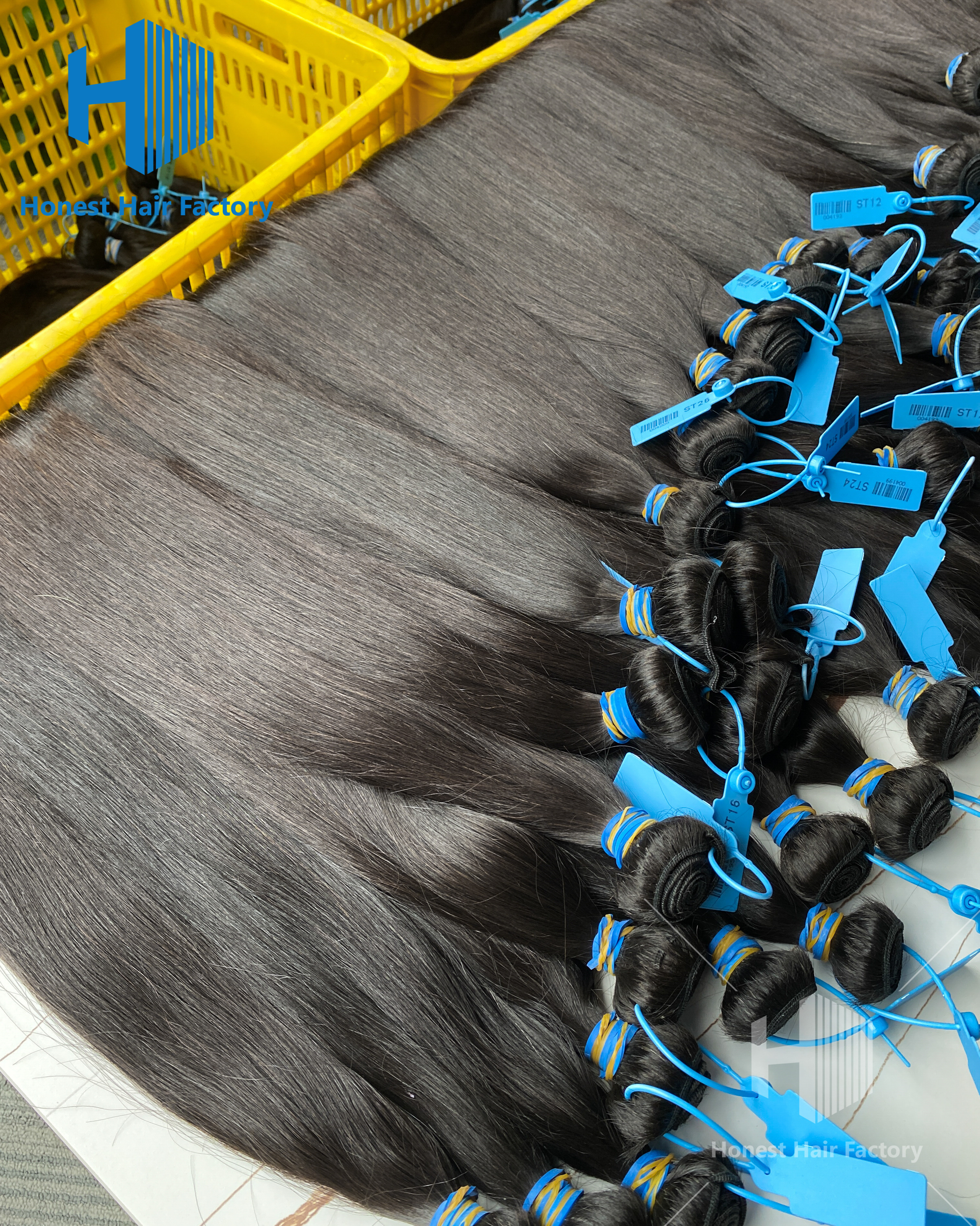 Wholesale 50 Bundles Blue Band Raw Hair 12"-30" Straight