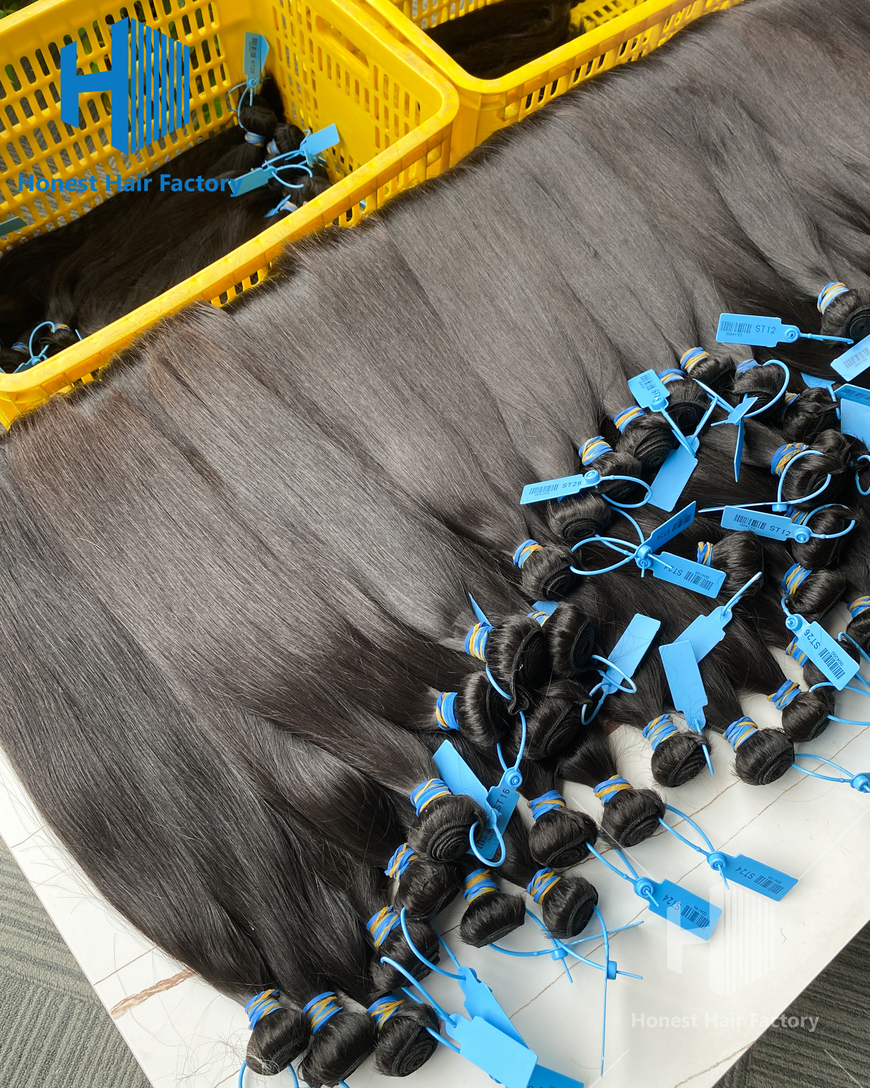 Wholesale 50 Bundles Blue Band Raw Hair 12"-30" Straight