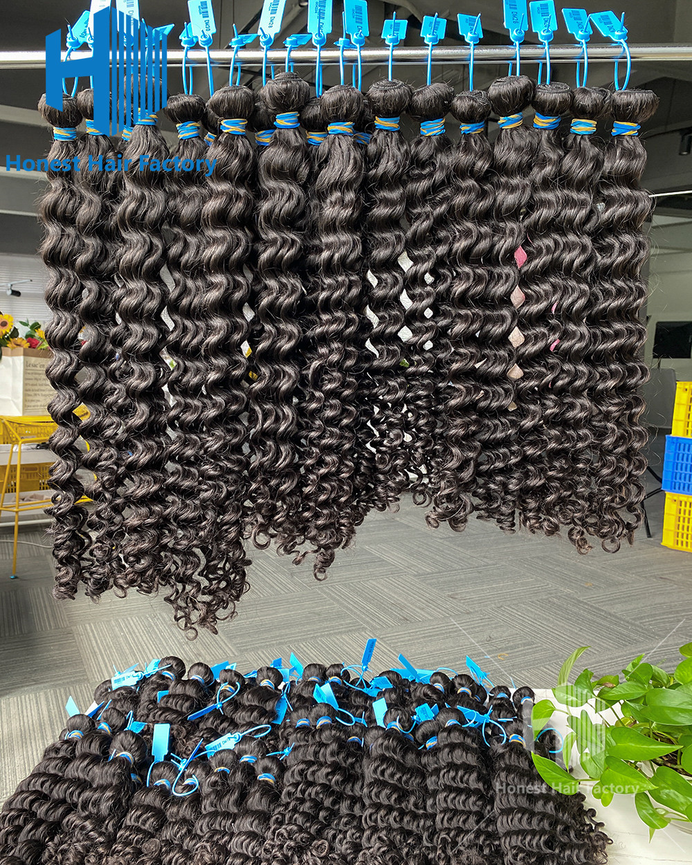 Wholesale 50 Bundles Blue Band Raw Hair 12"-30" Deep Wave