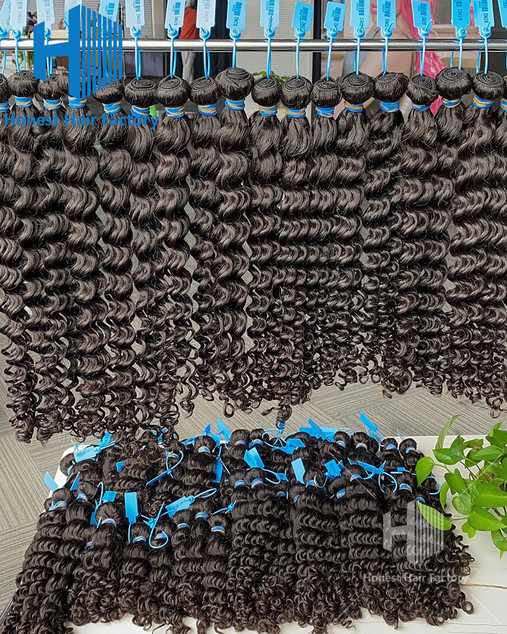 Wholesale 50 Bundles Blue Band Raw Hair 12"-30" Deep Wave