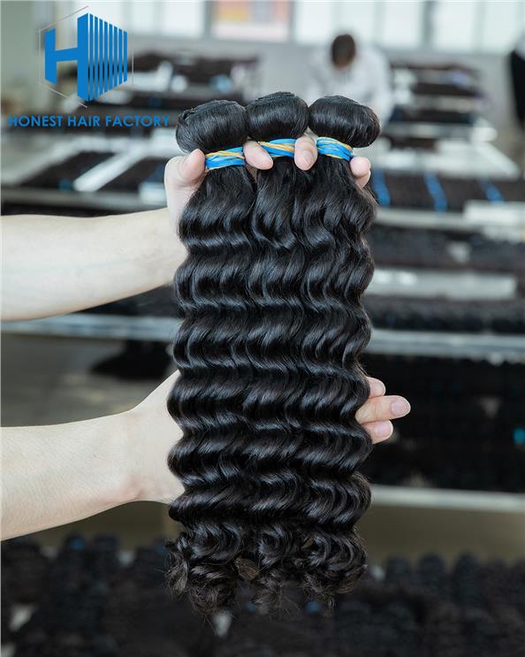 Wholesale Blue Band XR Brazilian Virgin Hair Deep Wave 1B# 18Inch