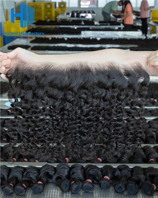 Wholesale R1 12-20Inch Deep wave Pre-plucked 13*4 HD Lace Frontal