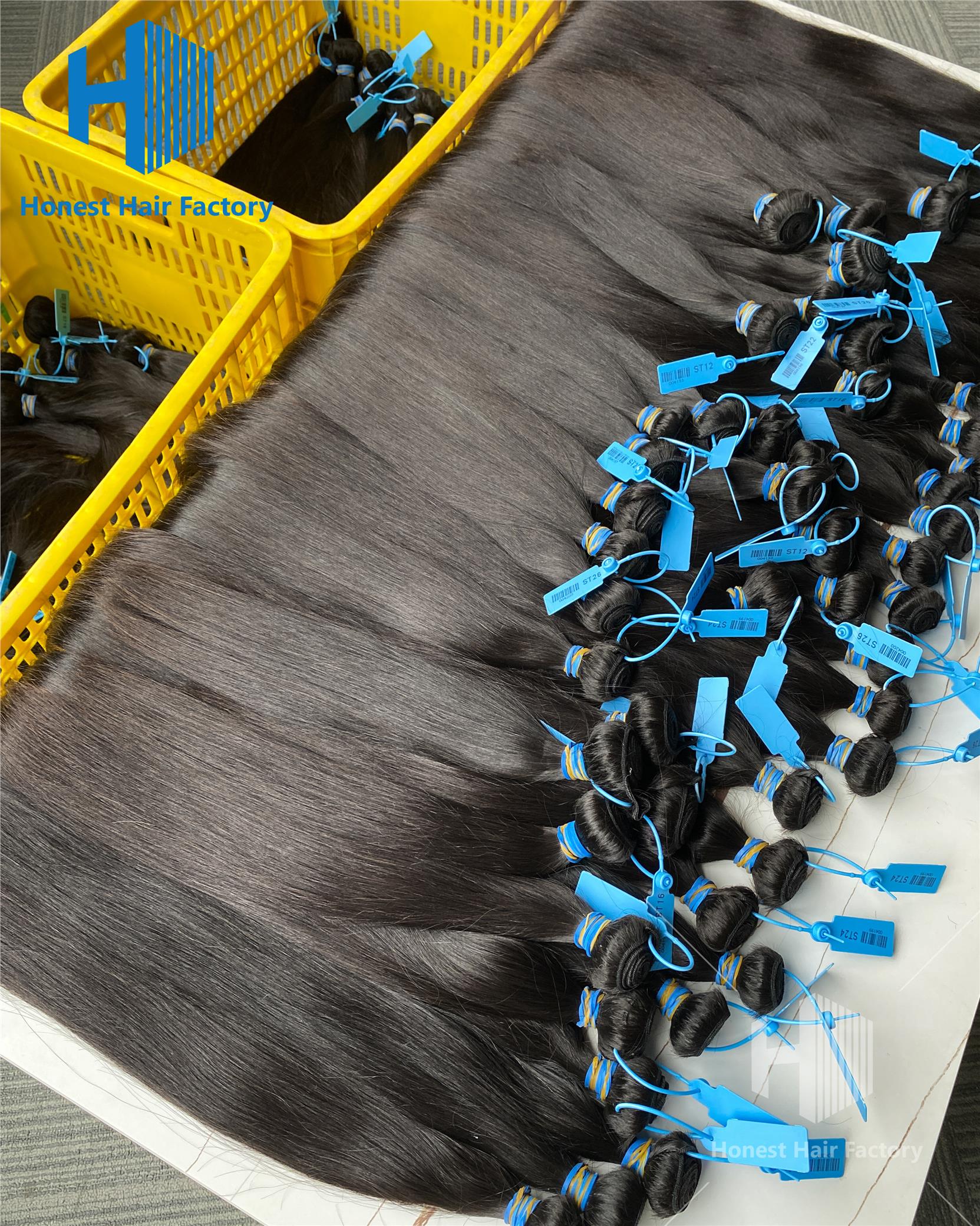 Wholesale 50 Bundles Blue Band Raw Hair 12"-30" Straight